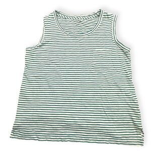 MADEWELL Women’s Green White Striped Whisper Cotton Pocket Tank Top Size Small